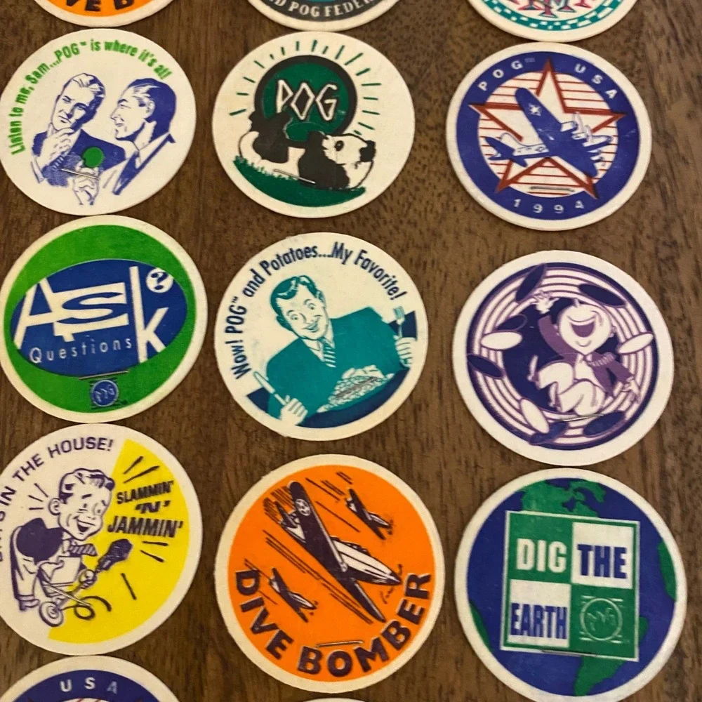 Vintage 90s POGs Lot 30pc World POG Federation Milk Caps Comics Linen Stapled